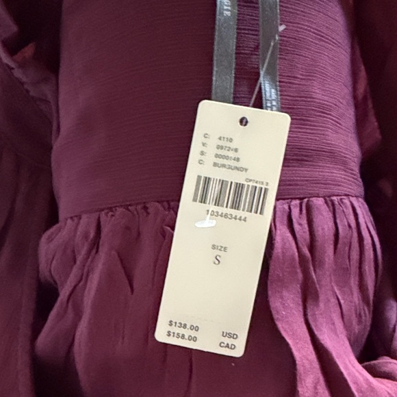 Anthropologie Estella Sheer Embroidered  Blouse NWT size S Burgandy - Picture 7 of 9